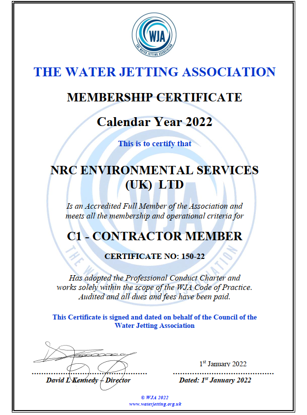 Water Jetting Certificate